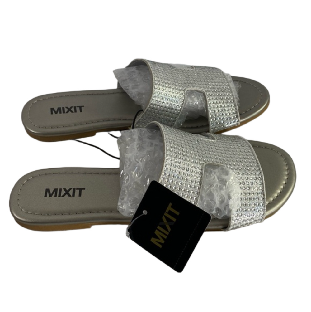 MIXIT Silver Grady Slides Sandals NWT Size 6M & 6.5M No Box SKU0784